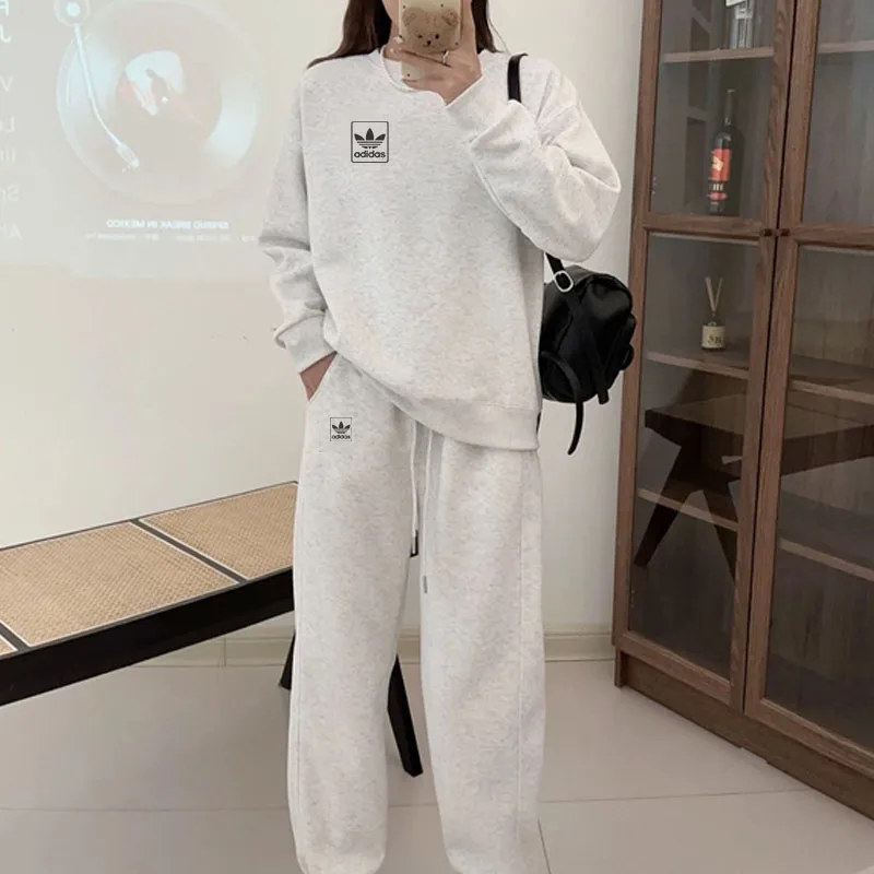 『M-5XL』カジュアルスポーティーなセットアップ、人気のプリントスウェットシャツとパンツのツーピースセット