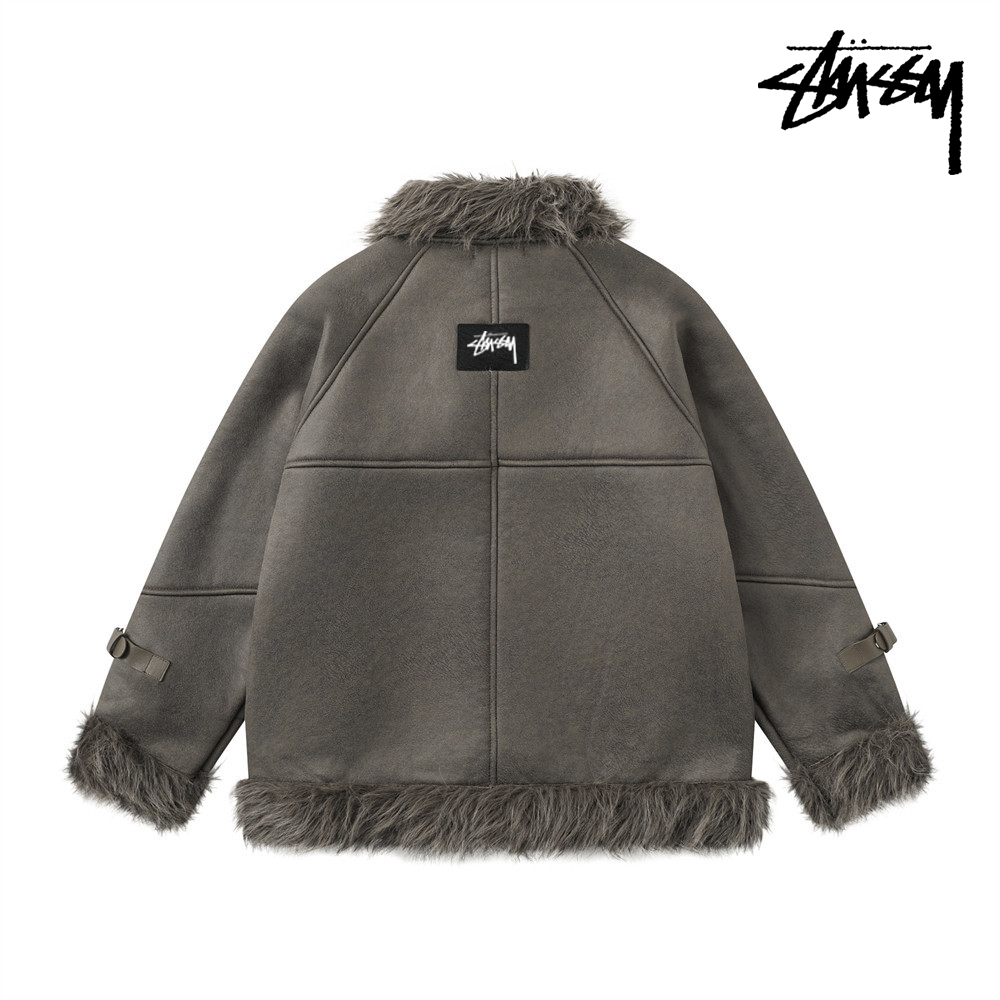 2025年新作 STUSSY ユニセックス スエード マイラール アメリカンスタイル パッチワーク ジャケット