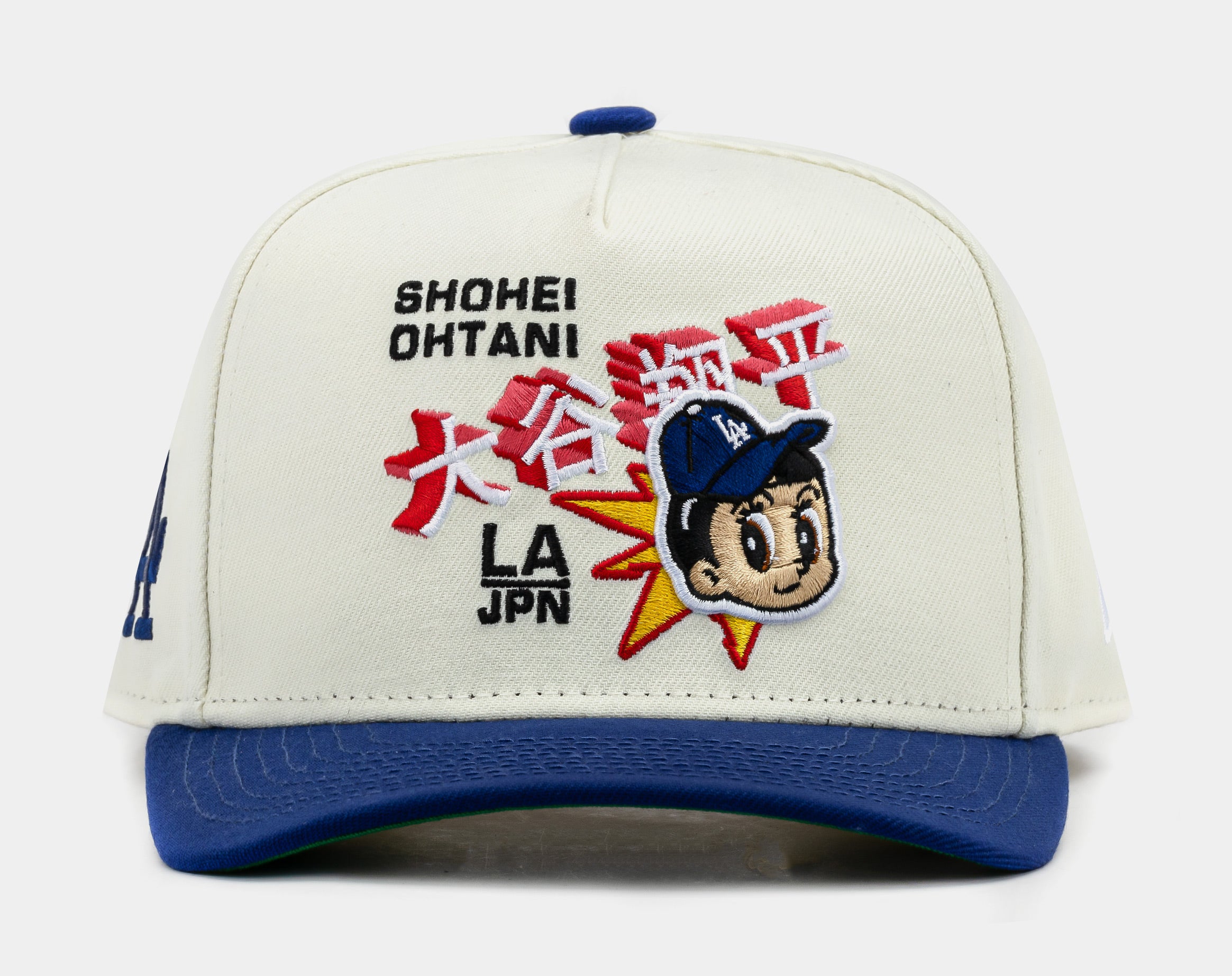 Shoe Palace Exclusive Los Angeles Dodgers Shohei Ohtani Chrome 950AF Snapback Mens Hat (Beige/Blue)