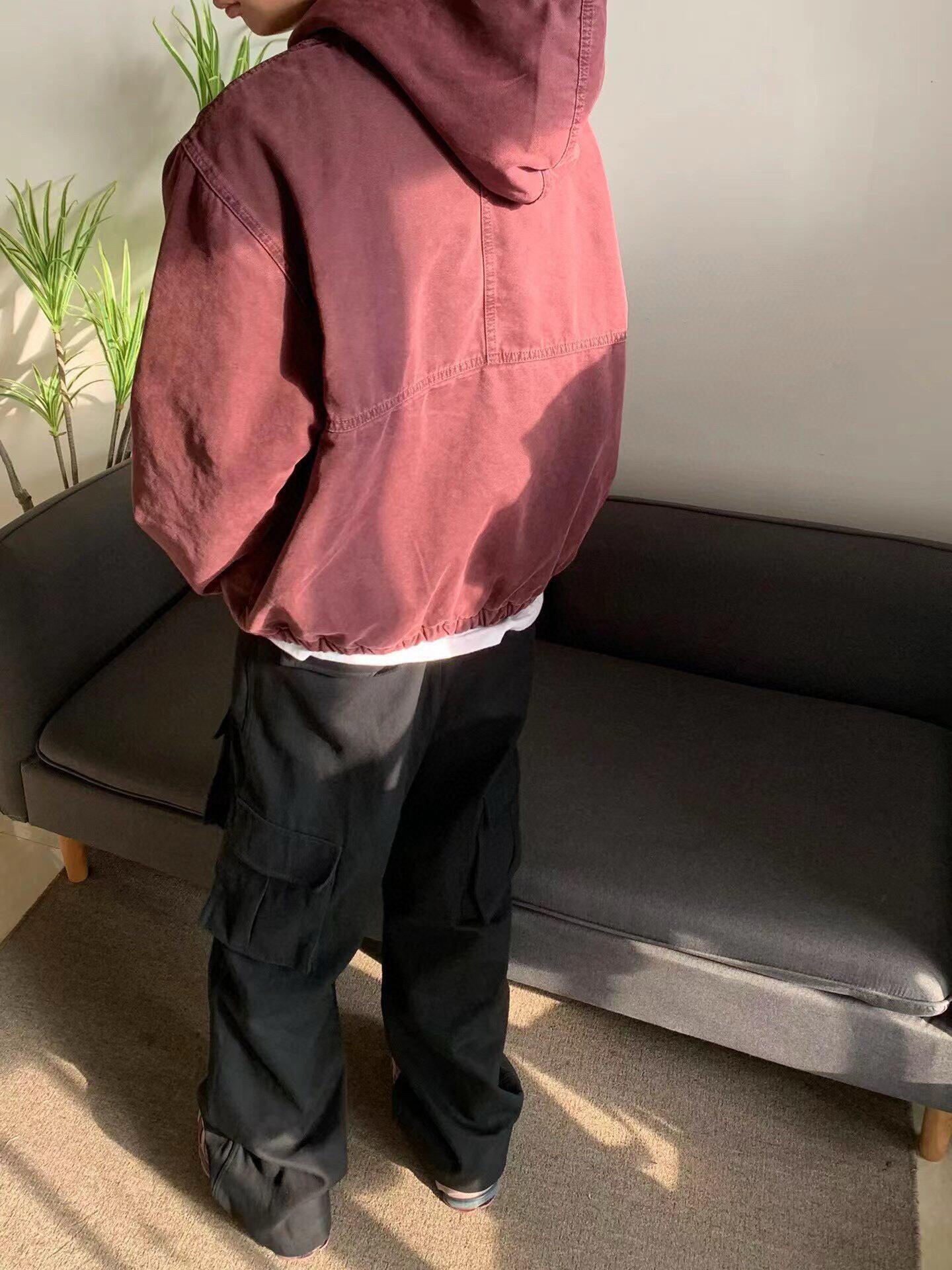 STUSSY帆布保温作業ジャケット綿版ツアー22AW CANVASINSULATED WORK JACKET帆布絶縁水洗いジャケット綿服綿聯帽ジッパーコート男女秋冬