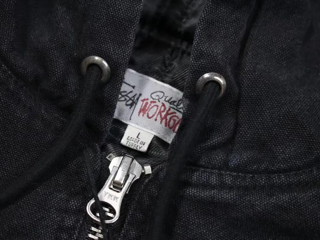 STUSSY帆布保温作業ジャケット綿版ツアー22AW CANVASINSULATED WORK JACKET帆布絶縁水洗いジャケット綿服綿聯帽ジッパーコート男女秋冬
