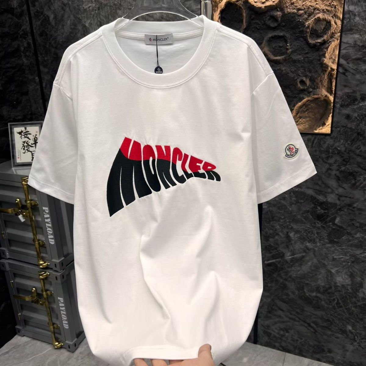 『S-2XL』新作 夏物 刺繍入り ラウンドネック ユニセックス 半袖 カジュアル トレンディ Tシャツ トップス