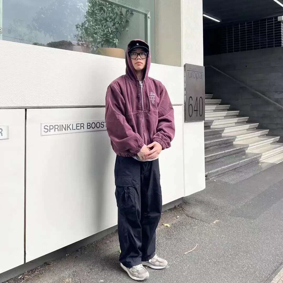 STUSSY帆布保温作業ジャケット綿版ツアー22AW CANVASINSULATED WORK JACKET帆布絶縁水洗いジャケット綿服綿聯帽ジッパーコート男女秋冬