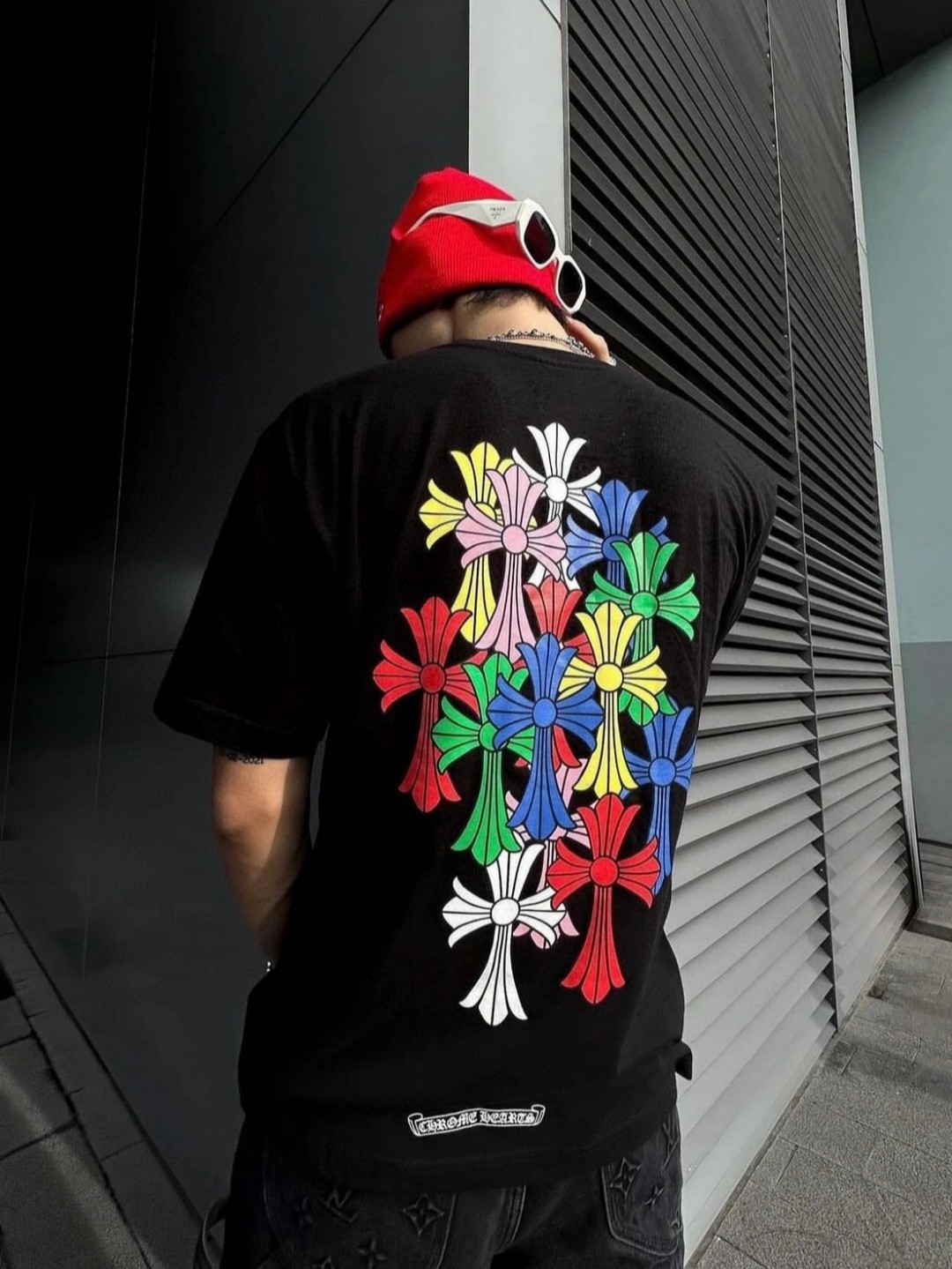 Chrome Hearts クロス サンスクリット パッチ プリント 刺繍 男女兼用 ゆったり 半袖 Tシャツ
