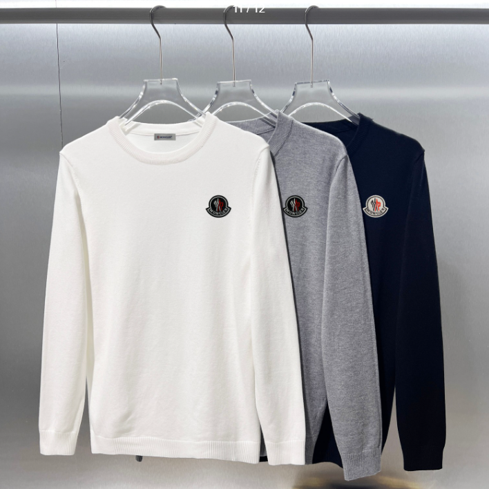 『M-3XL』クラシックな胸元のアルファベットロゴ刺繍 長袖ニットセーター 上質な素材とこだわりの高品質な仕立て
