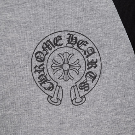 『S-XL』マイアミホースシュー サンスクリット文字パッチワーク ラグラン長袖Tシャツ