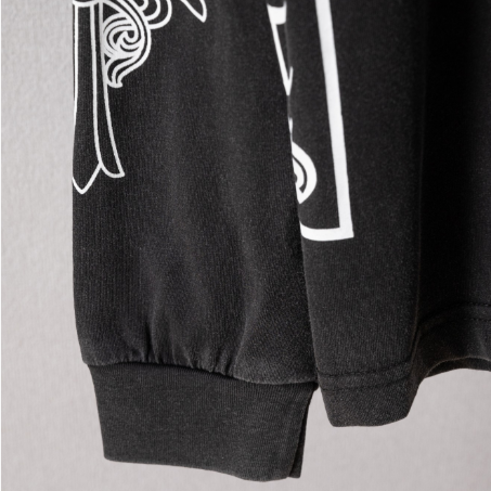 『S-XL』限定ウォッシュ長袖Tシャツ クロスデザイン・コットン素材 ウォッシュドフェードプリント＆切り替えデザイン ゆったりとしたリラックス感のあるスタイル