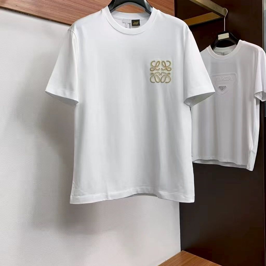 『S-XL』トレンディな新作刺繍入り、着回しの効くゆったりとしたクルーネック半袖Tシャツ