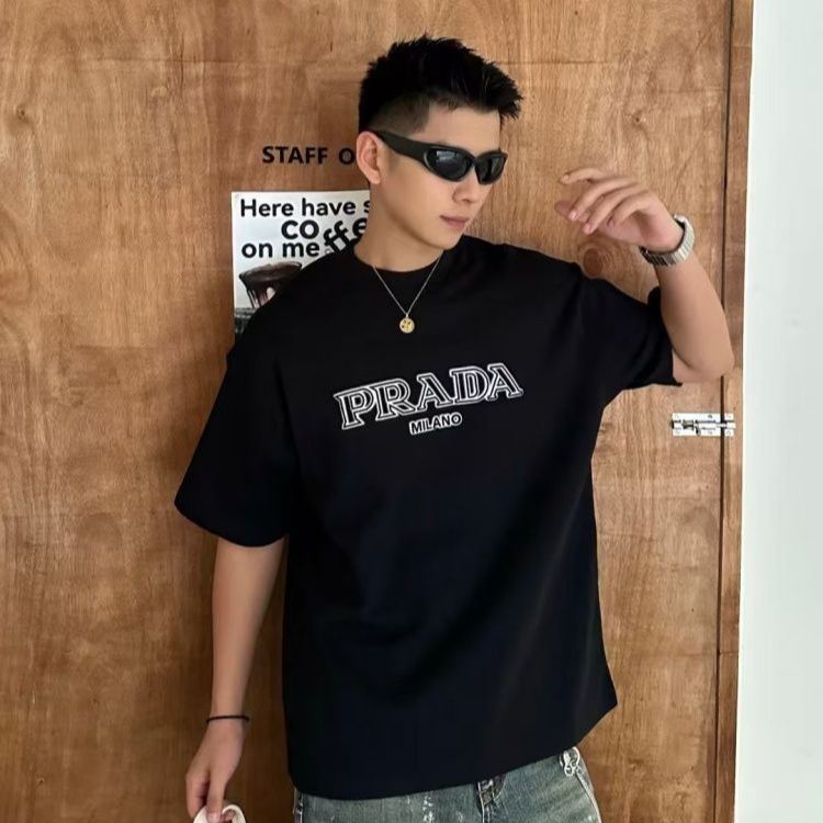 『M-3XL』春夏の新作、ゆったりとしたクルーネック半袖Tシャツ