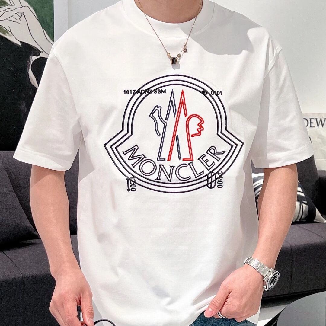 『S-4XL』高品質の半袖、通気性、快適、カジュアル、スリム、ラウンドネックの刺繍Tシャツ