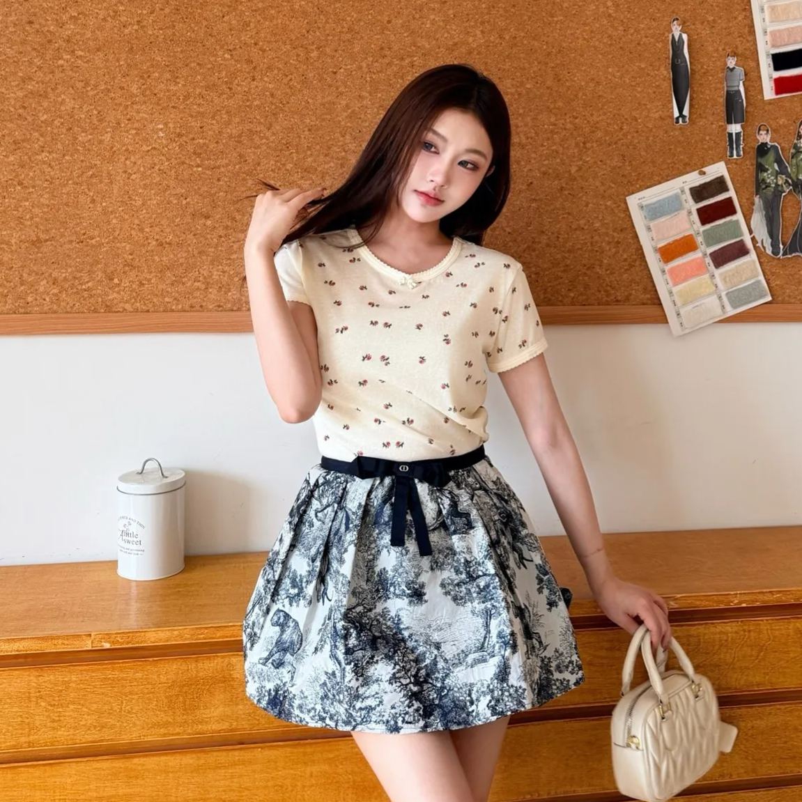 大人可愛い おしゃれなプリント柄のミディスカートが欲しい