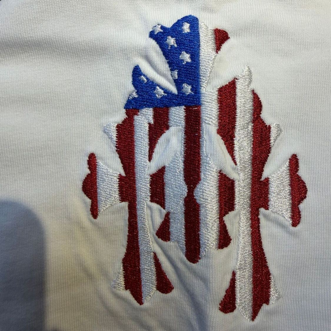 『S-XL』アメリカンストリートスタイル 半袖 刺繍アップリケ クルーネックTシャツ