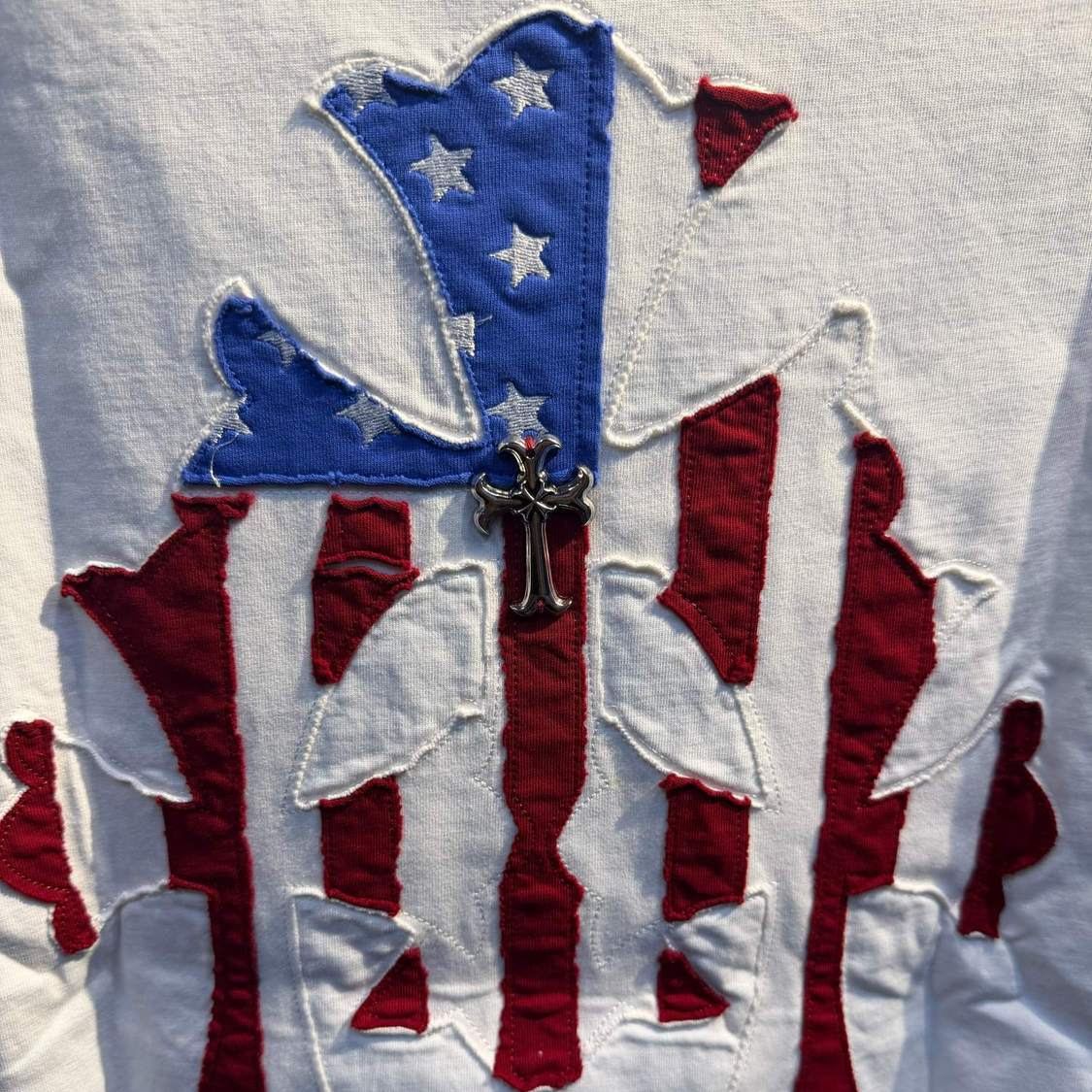 『S-XL』アメリカンストリートスタイル 半袖 刺繍アップリケ クルーネックTシャツ
