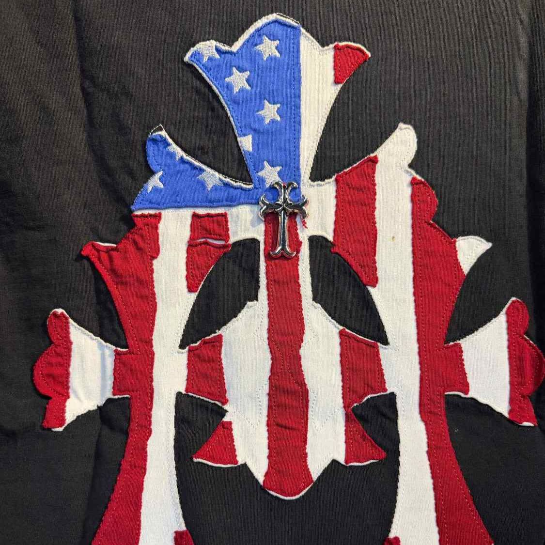 『S-XL』アメリカンストリートスタイル 半袖 刺繍アップリケ クルーネックTシャツ