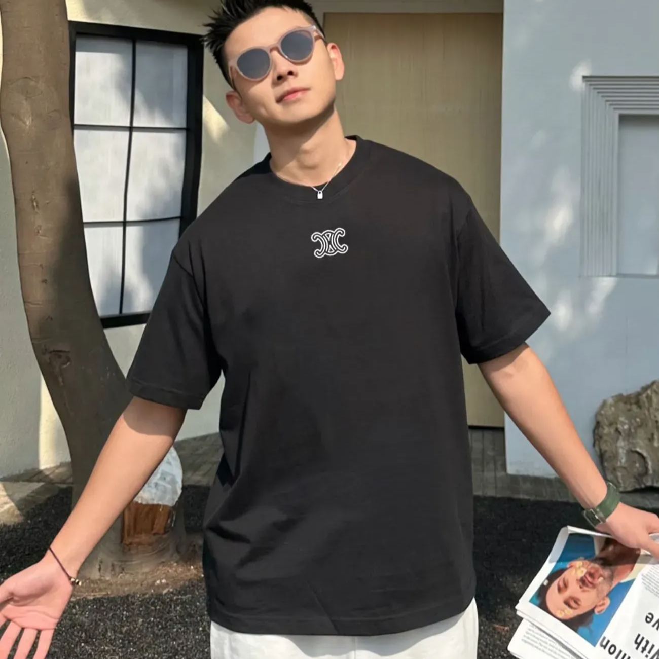 『S-XL』カップル向けサマールーズクルーネックTシャツ