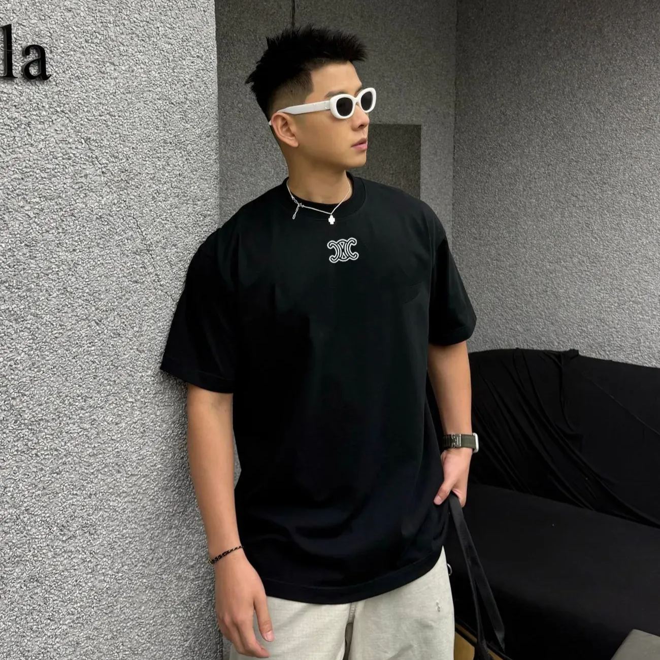 『S-XL』カップル向けサマールーズクルーネックTシャツ