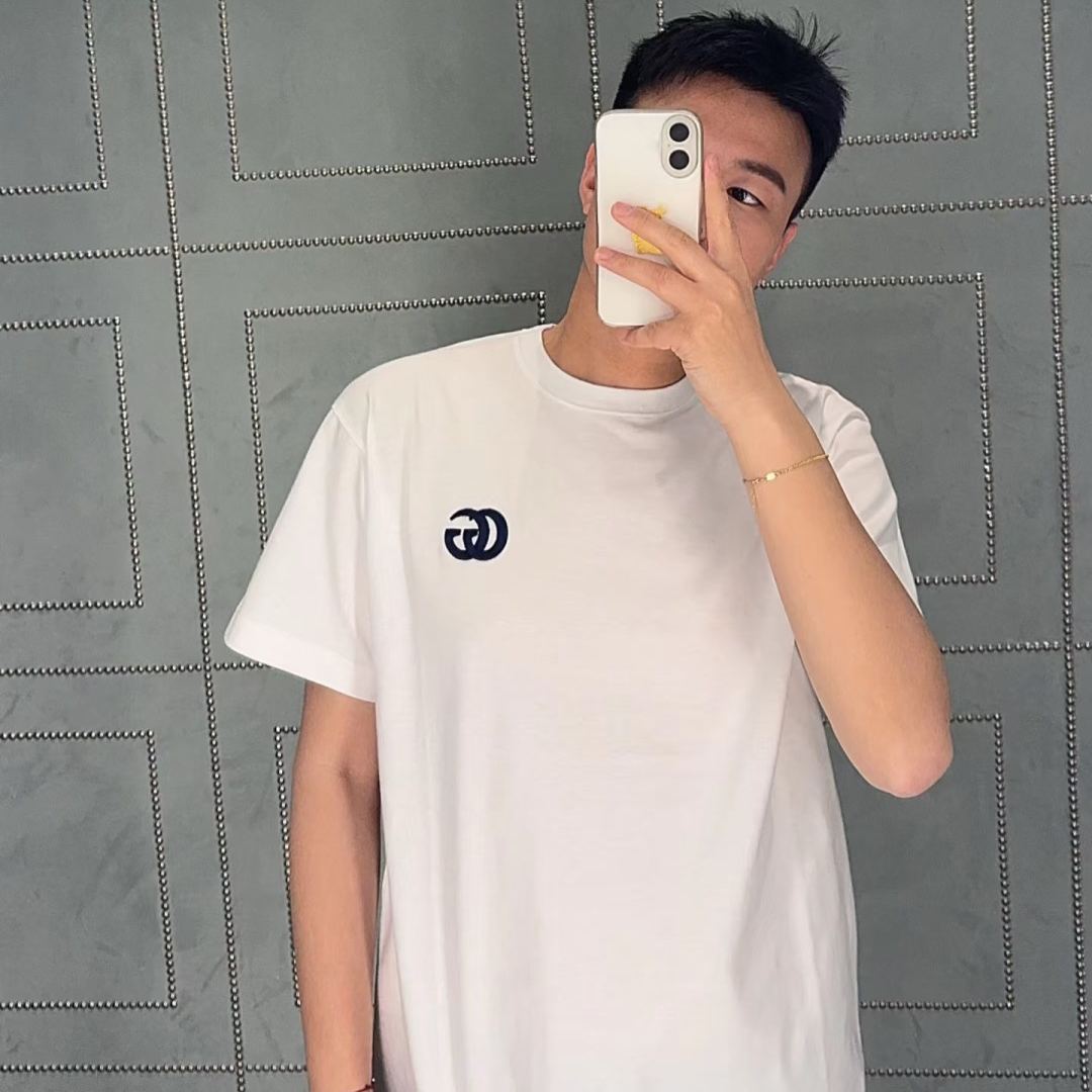 『S-2XL』夏らしい刺繍入りクルーネックトップス、トレンドのメンズ・レディースTシャツ