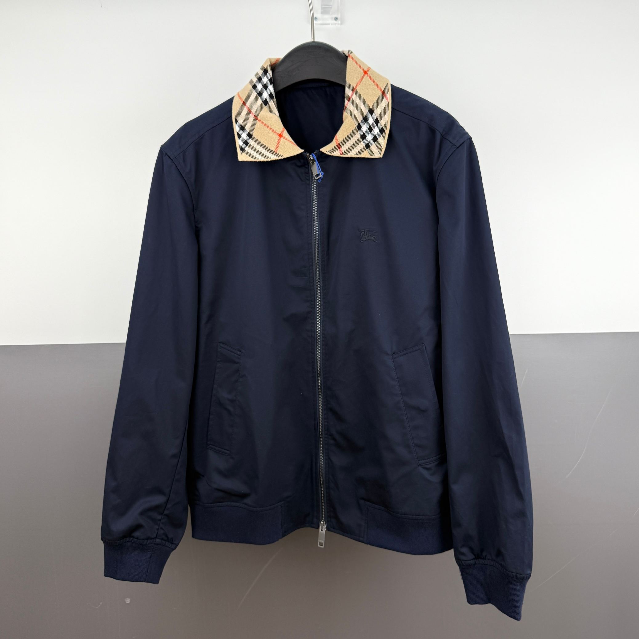『S-XL』メンズファッション プレミアムチェック柄リブ刺繍ジャケット