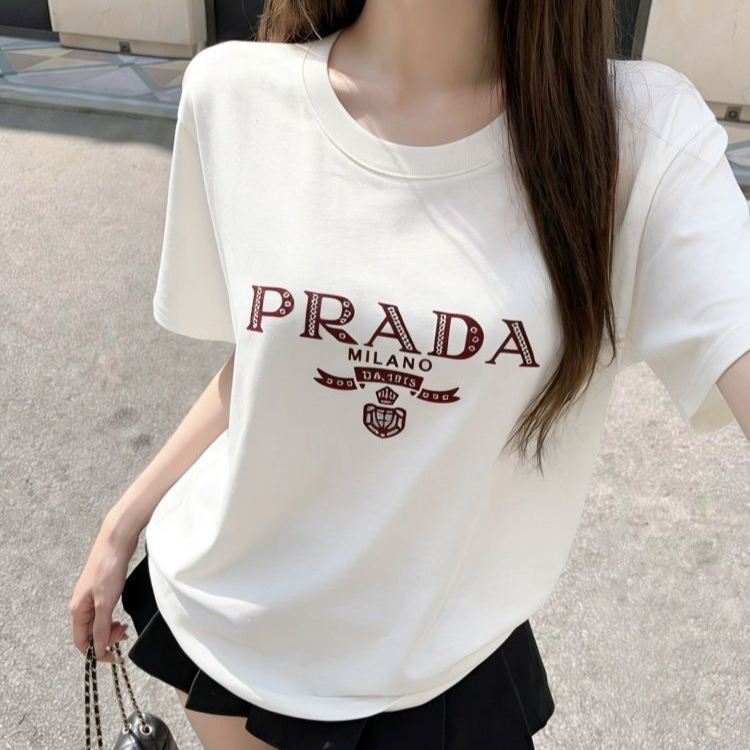 『S-L』新作サマーレタープリントゆったりラウンドネック万能半袖Tシャツ