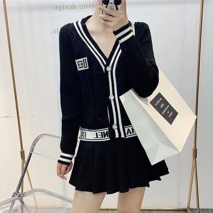 【S-L】デイリー人気 刺繍アクセント開襟ニットアウター スリムフィット シルエット補正