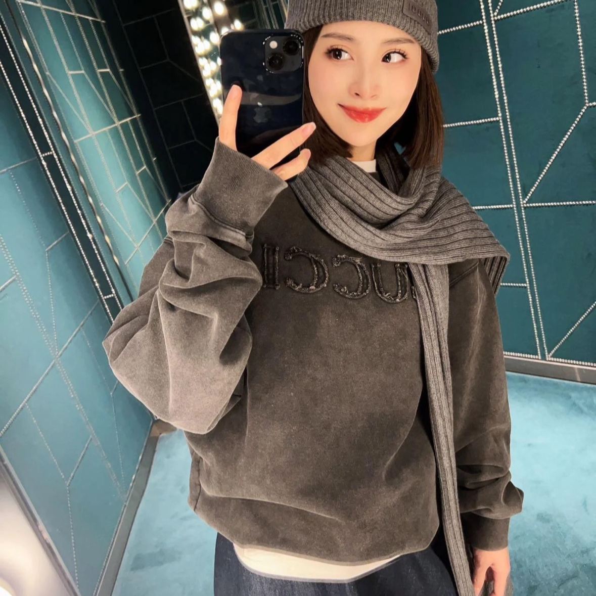 『S-XL』秋冬向けダメージ加工ニットスウェットシャツ