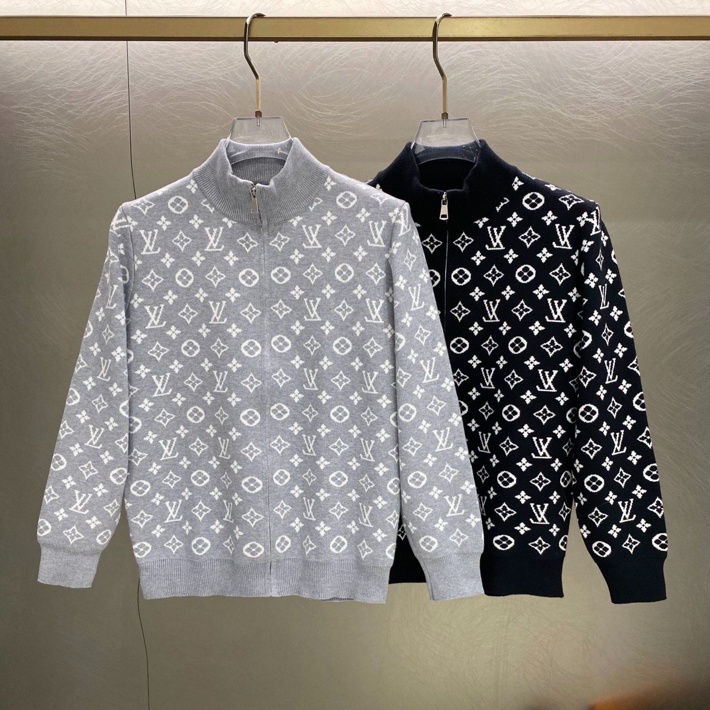 『M-XL』毎日コーデに活躍 フード付き総柄ニット開襟アウター