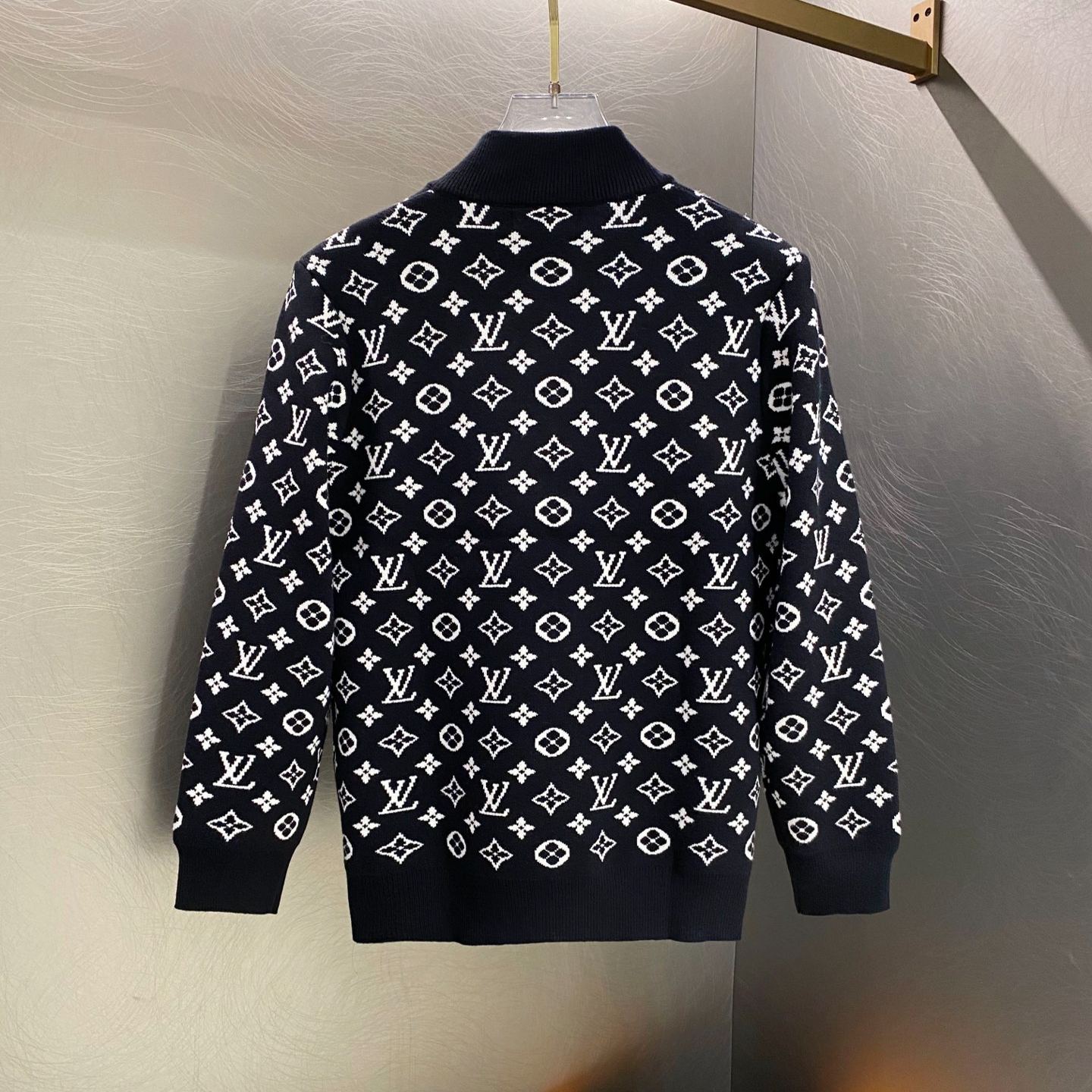 『M-XL』毎日コーデに活躍 フード付き総柄ニット開襟アウター