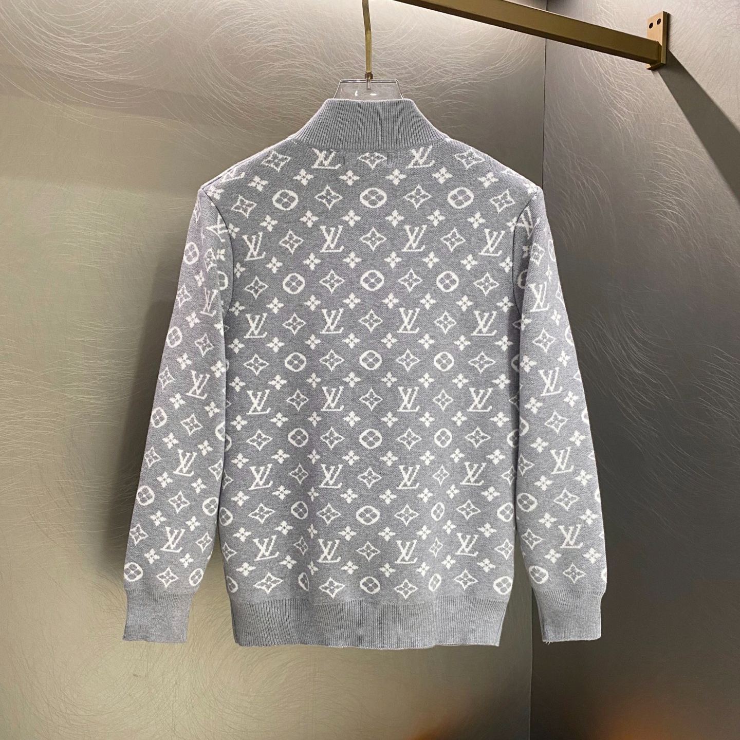 『M-XL』毎日コーデに活躍 フード付き総柄ニット開襟アウター