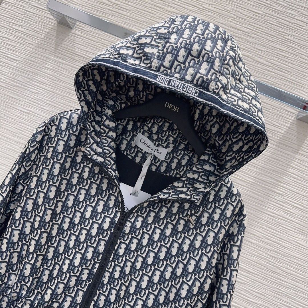 『S-L』经典 モノグラム柄 フード付き ジップアップ マウンテンパーカー カスタム ロゴ ジップアップ 切り替え テープ デザイン