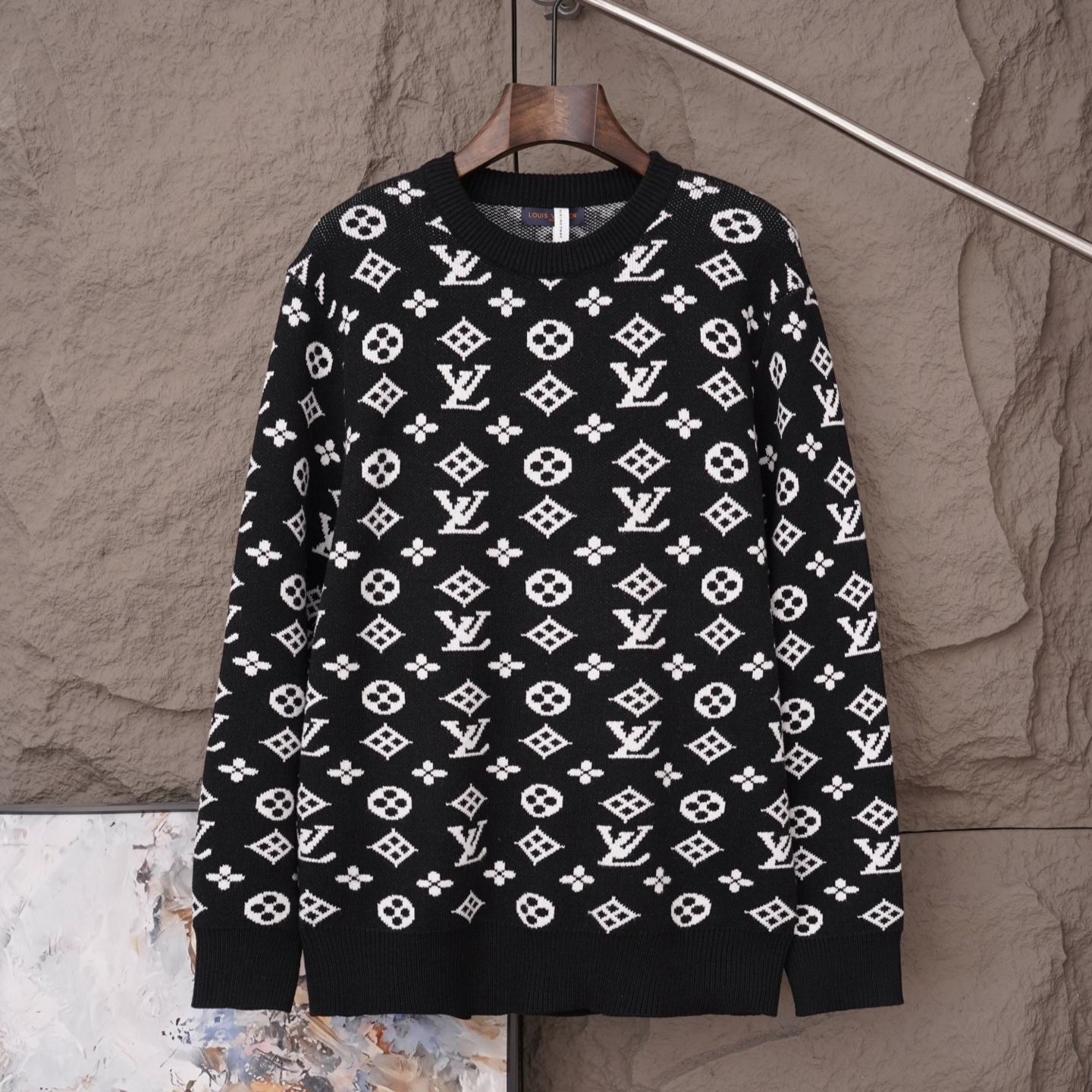 『S-XL』高品質 ジャカード クルーネック ニット セーター 防寒