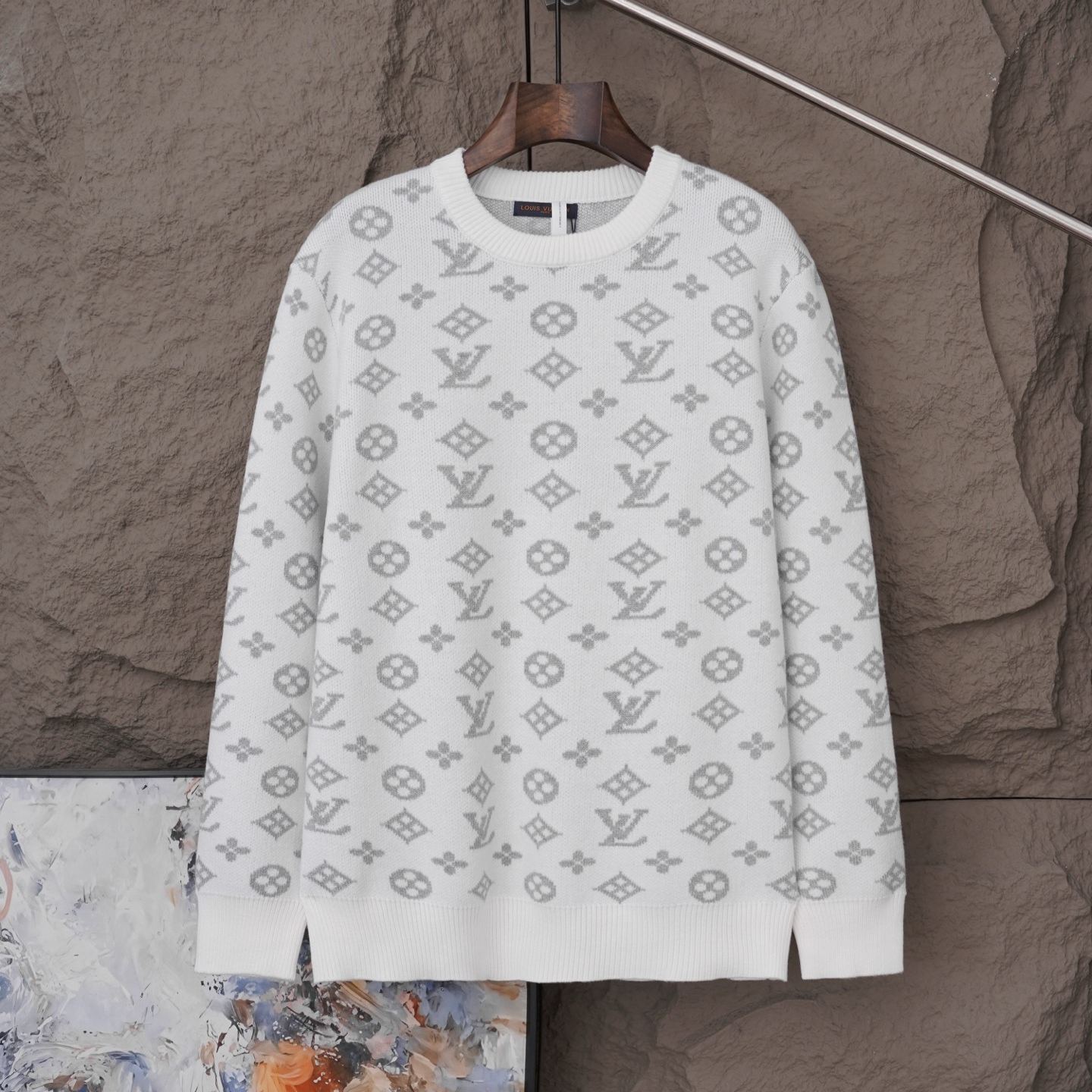『S-XL』高品質 ジャカード クルーネック ニット セーター 防寒