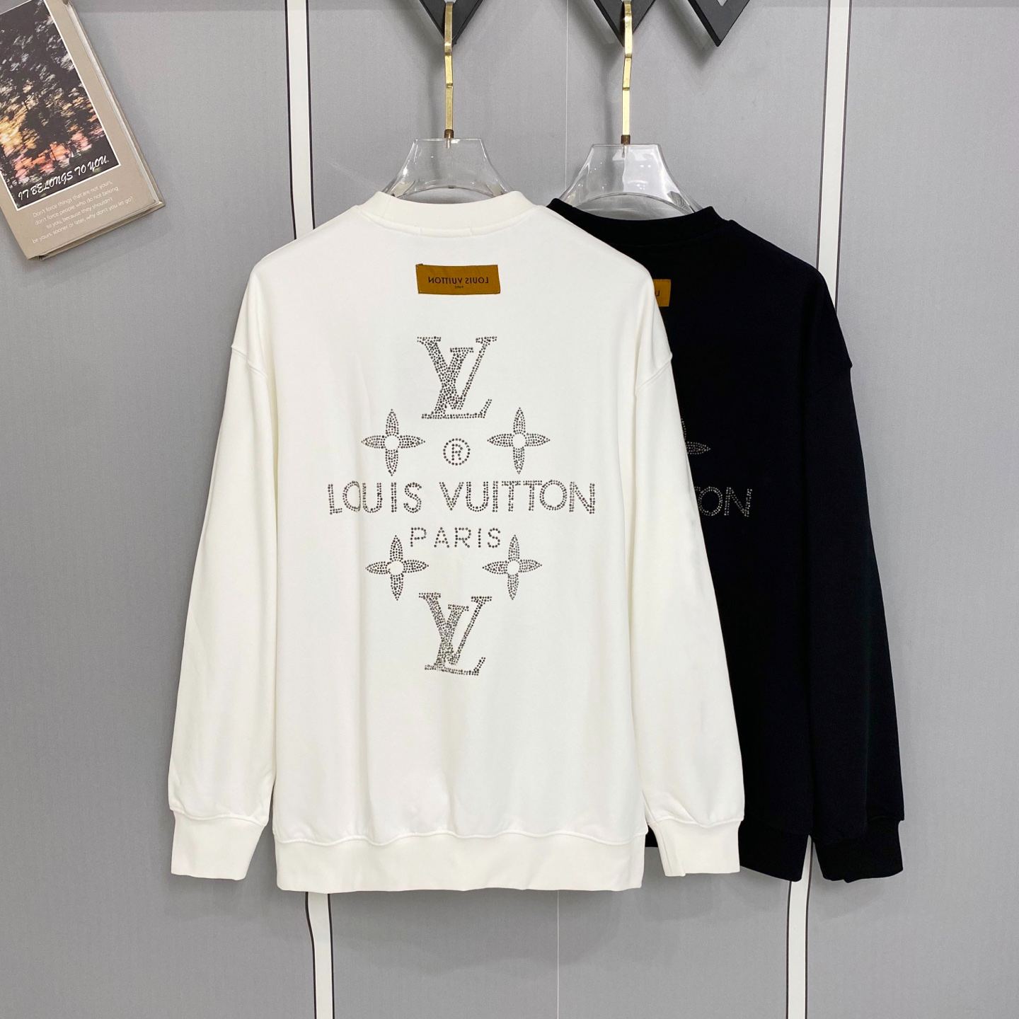 『S-XL』ラインストーン付きコットンフリース素材タグ付きコットンパーカー スウェットシャツ 万能
