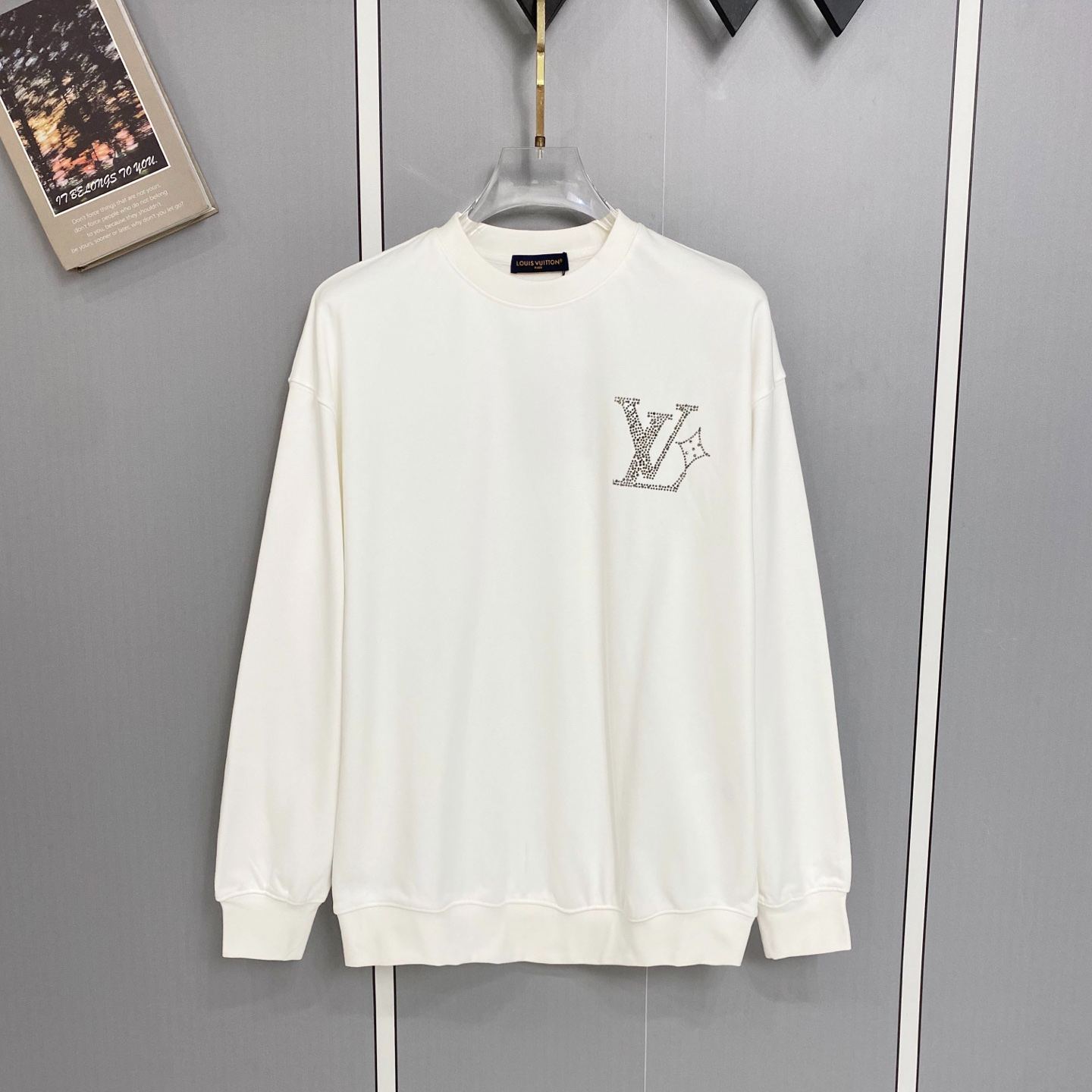 『S-XL』ラインストーン付きコットンフリース素材タグ付きコットンパーカー スウェットシャツ 万能