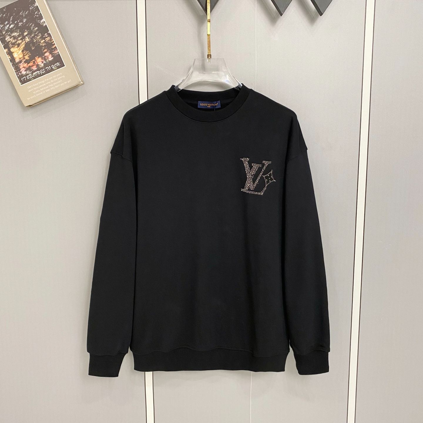 『S-XL』ラインストーン付きコットンフリース素材タグ付きコットンパーカー スウェットシャツ 万能