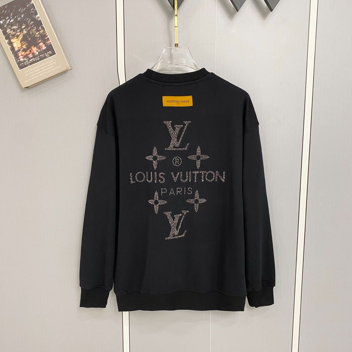 『S-XL』ラインストーン付きコットンフリース素材タグ付きコットンパーカー スウェットシャツ 万能