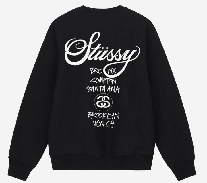 ★送料・関税込★Stussy★Stussy World Tour Crew Black 2022★