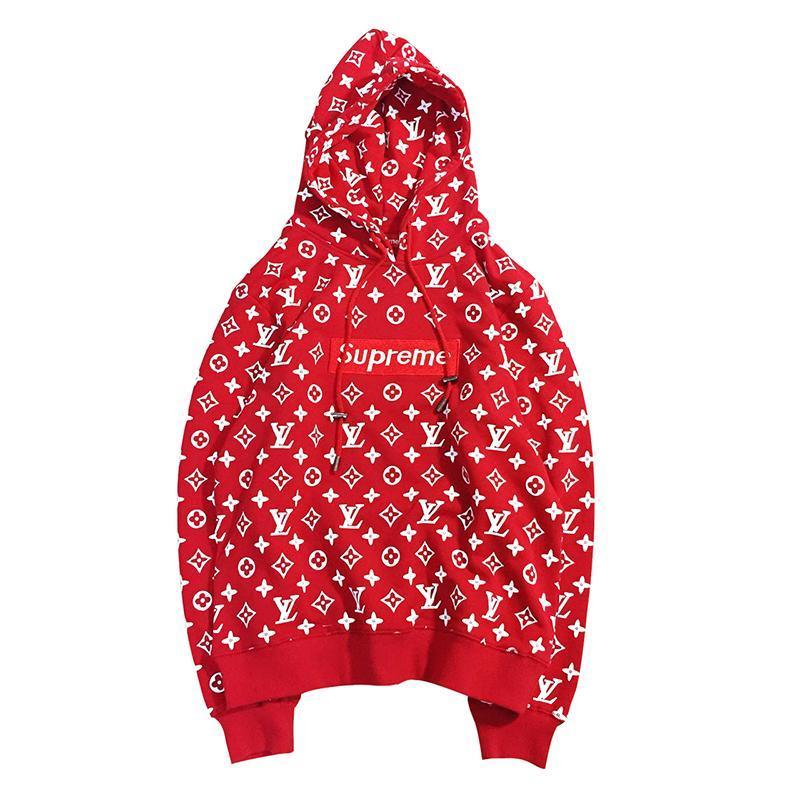 大人気ブランド supreme x Louis vuitton パーカー レッド