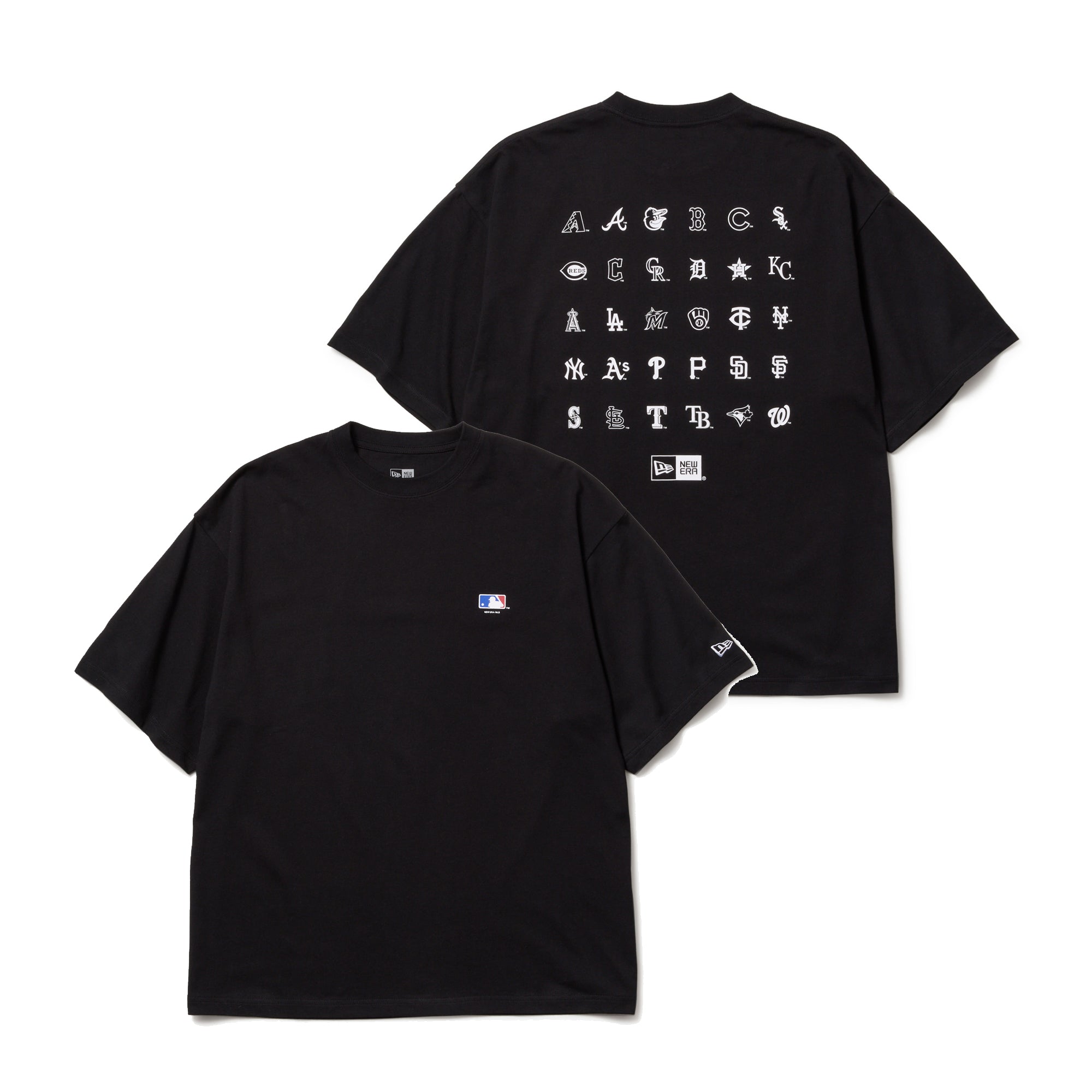 半袖 オーバーサイズド コットン Tシャツ MLBチームロゴ ブラック