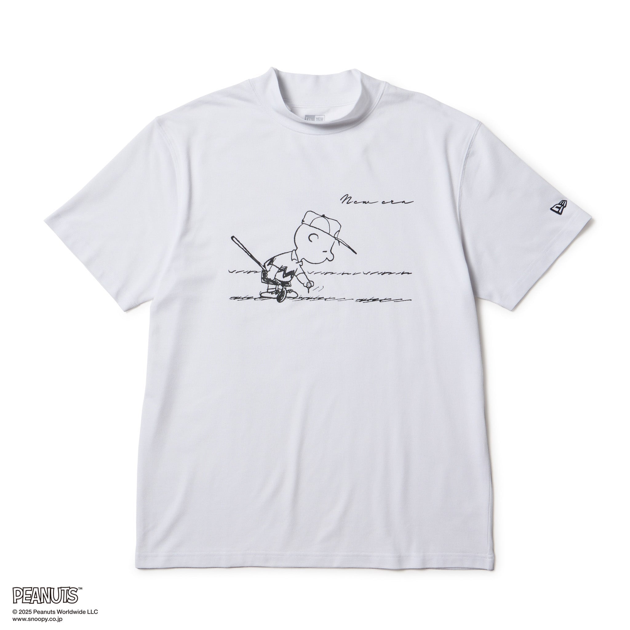 半袖 ミッドネック Tシャツ PEANUTS ピーナッツ チャーリー・ブラウン ホワイト | ゴルフ
