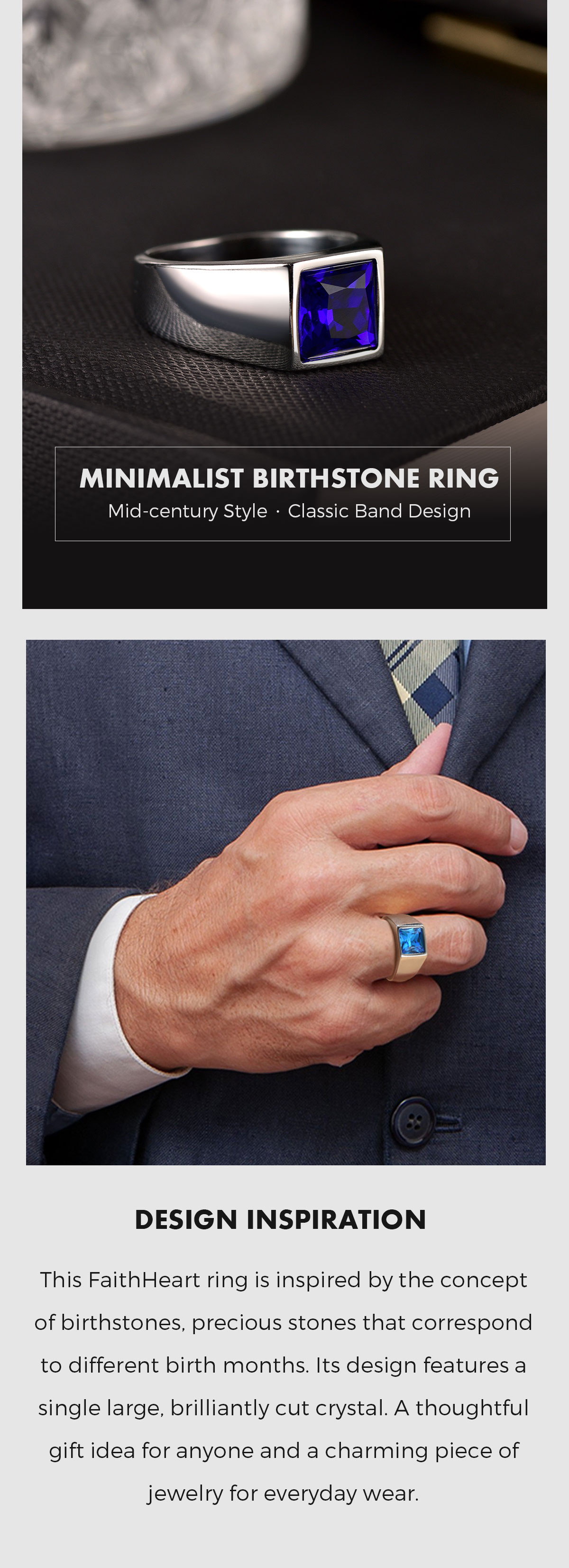 Birthstone Rings Minimalist Mid-Century 