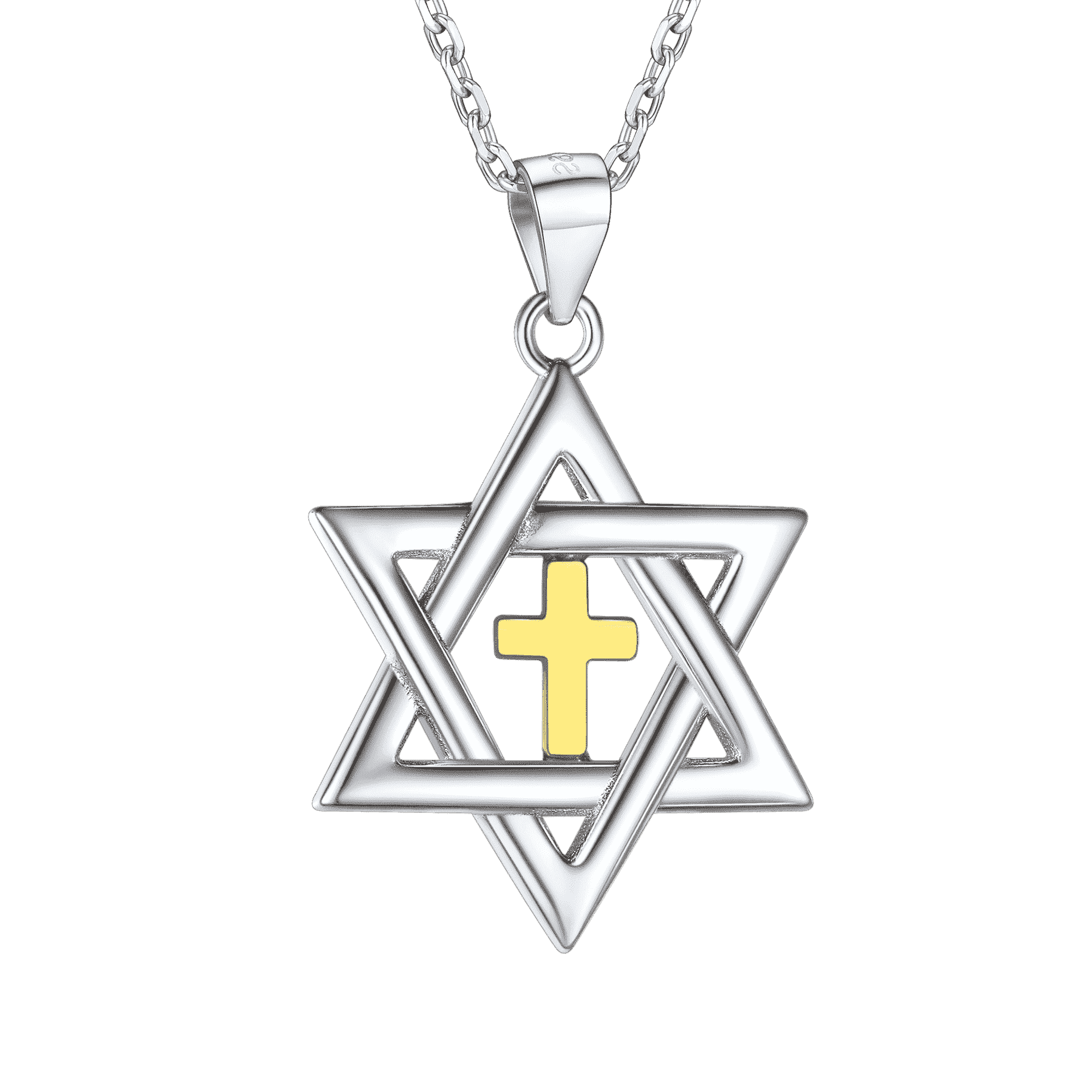 S925 Silver Star of David with Cross Necklace - Faithheart