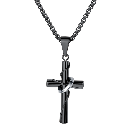 Catholic Cross Necklace Pendant with Ring for Men FaithHeart Jewelry