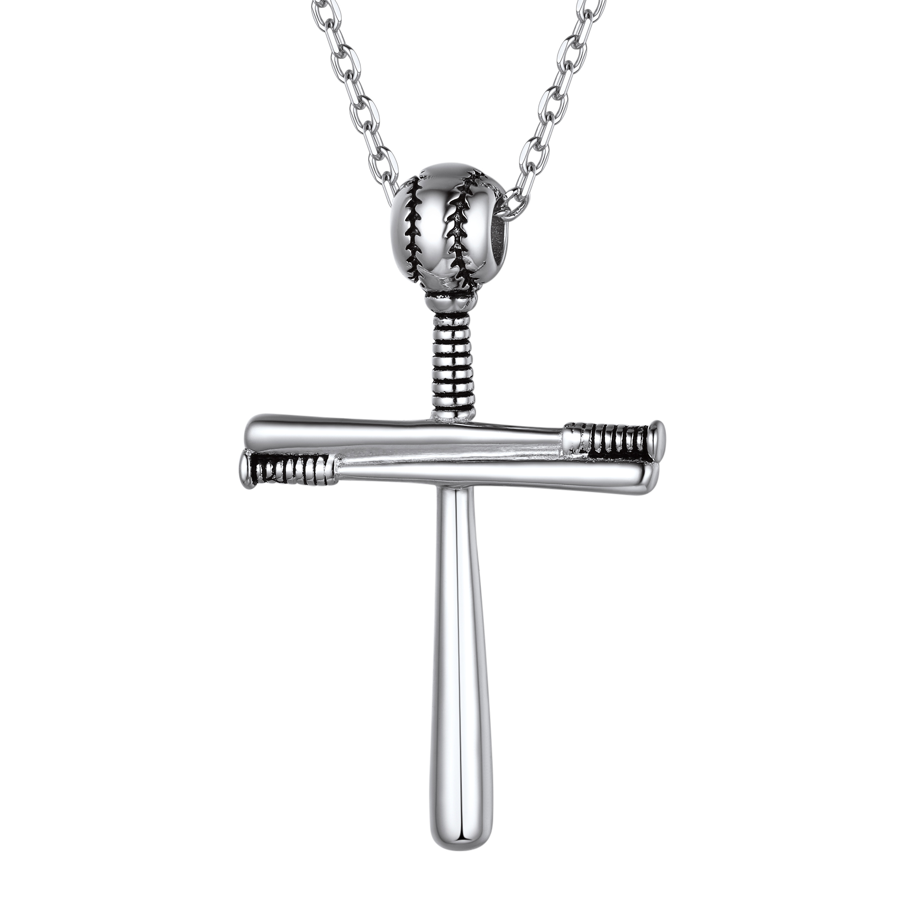 Sterling Silver Baseball Cross Necklace 