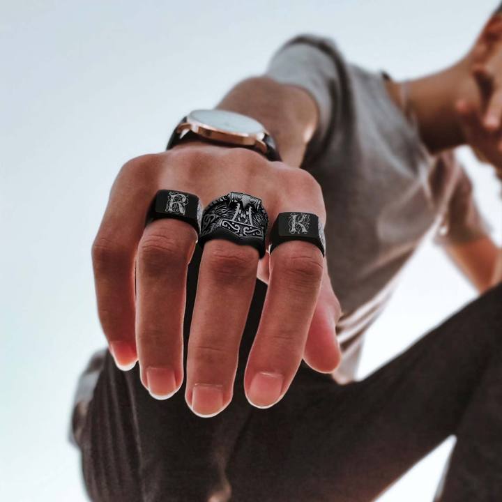 HIJONES Damen Herren Edelstahl Ring - Phönix Design, Vintage, Minimalistisch, Personalisierbar, Hip Hop Schmuck