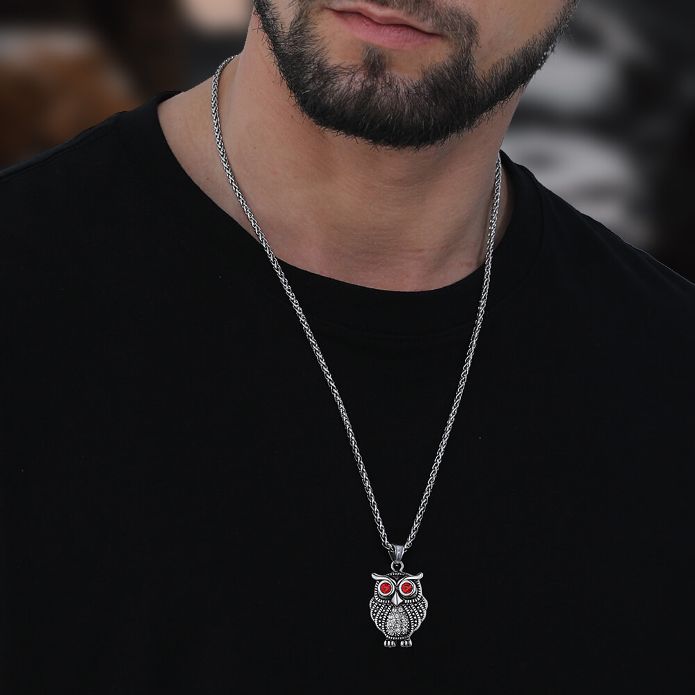 Owl necklace mens Clearance