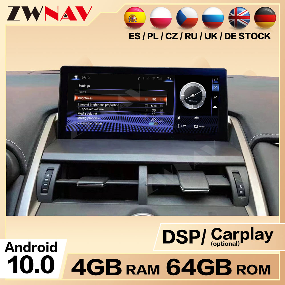 ZWNAV 10.25" Android 10.0 Car Radio For Lexus NX NX300t 2013-2019 Player Auto GPS Navigation 4G Head Unit