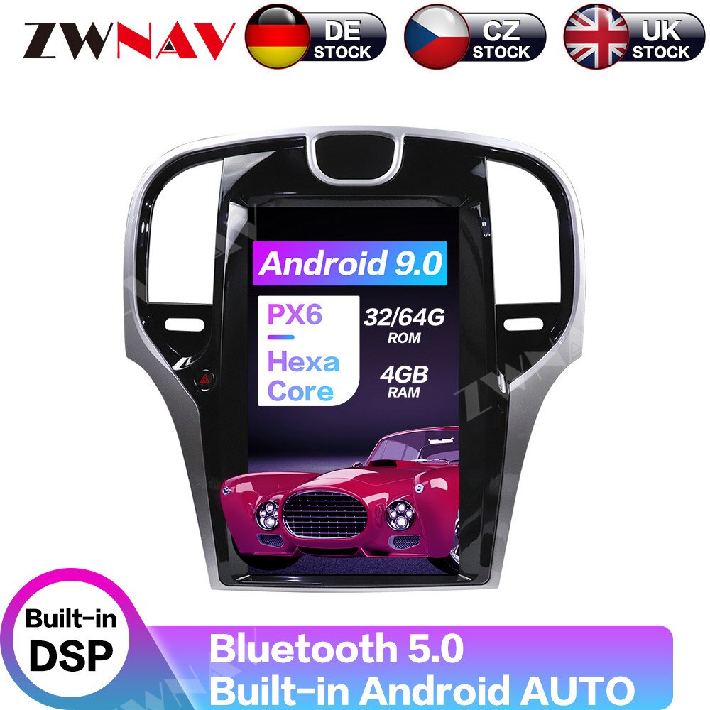 Android Auto 64GB PX6 Carplay For Chrysler 300C 2012 - 2019 Tesla Style Radio Car Multimedia Player GPS Navigation Audio Video