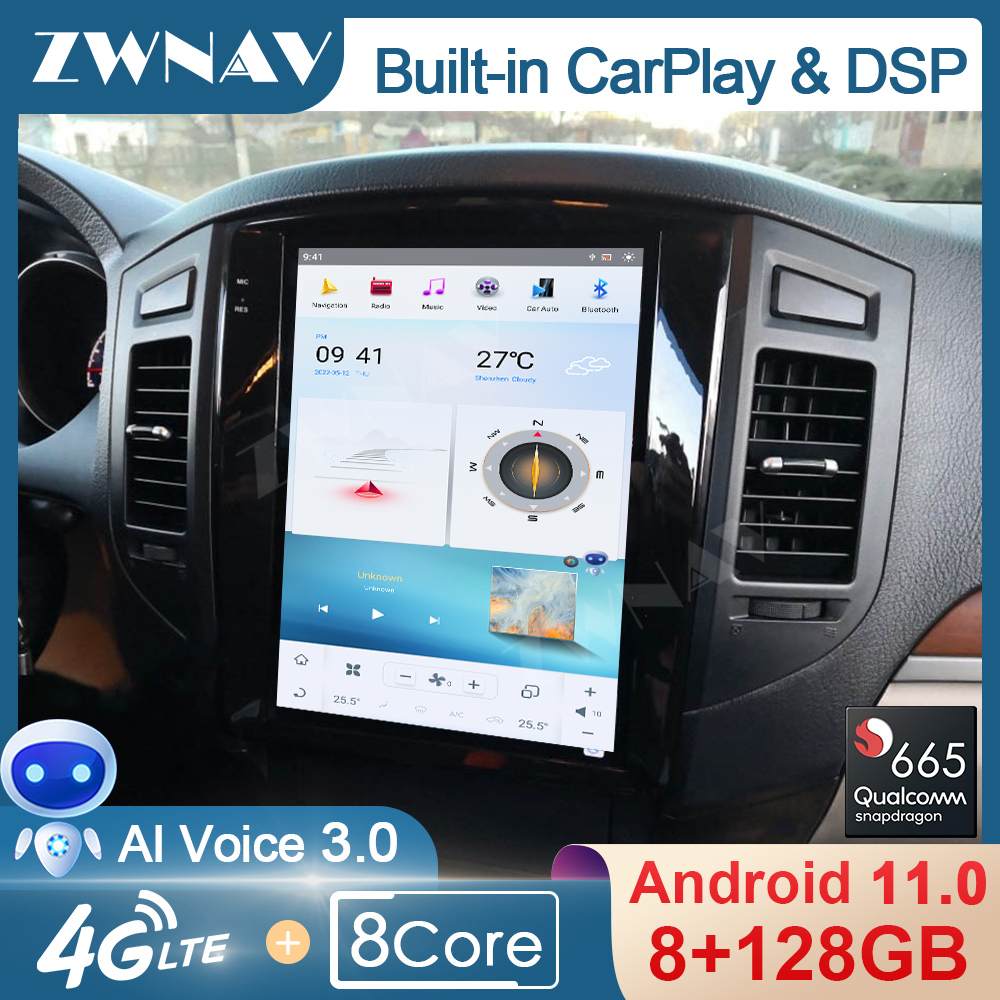 8+128GB Tesla Screen For MITSUBISHI PAJERO V97 V93 Shogun Montero Android 11 Car Multimedia Player GPS Auto Audio Radio Stereo Unit