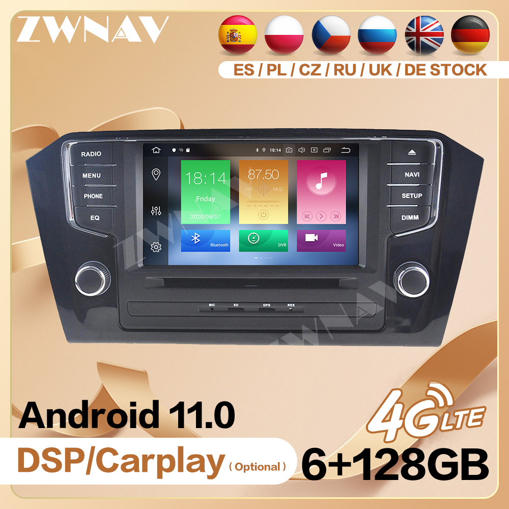 2 Din Android Screen Multimedia For VW Passat B6 B7 2015-2018 Radio Receiver Audio Stereo Player GPS Head Unit
