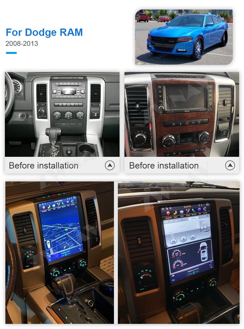 American International Single DIN Radio Dash Kit – 2009-2012 Dodge RAM 1500 Truck, CDK644